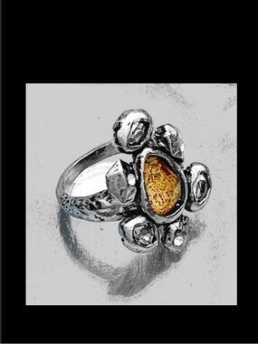 ALEXIS BITTAR • RARE Byzantine Picture Jasper Gemstone Crystal Ring ~ 7 1/2